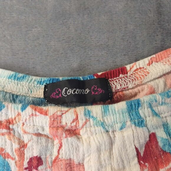 Cocomo Cold Shoulder Floral Top 4th of July Art to Wear Gauzy Boho Summercore - Picture 2 of 8